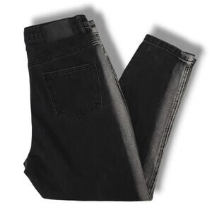 EUC Missguided Two-Tone Mom Jeans Stretch Crop Denim Jeans Sz. 6x25 Black Gray